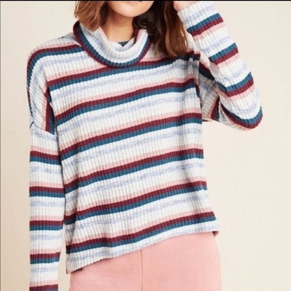 Saturday/Sunday by Anthropologie Pippa Hacci Striped Turtleneck Oversize Sweater - Picture 3 of 9